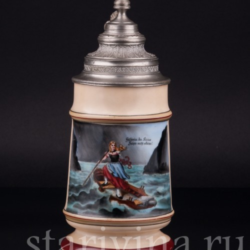 Пивная кружка "Рыбачка", 1/2 л, Германия, нач. 20 в