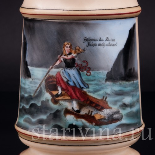 Пивная кружка "Рыбачка", 1/2 л, Германия, нач. 20 в