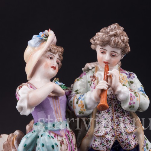 Пара с флейтой, Dressel, Kister & Co, Германия, нач. 20 в