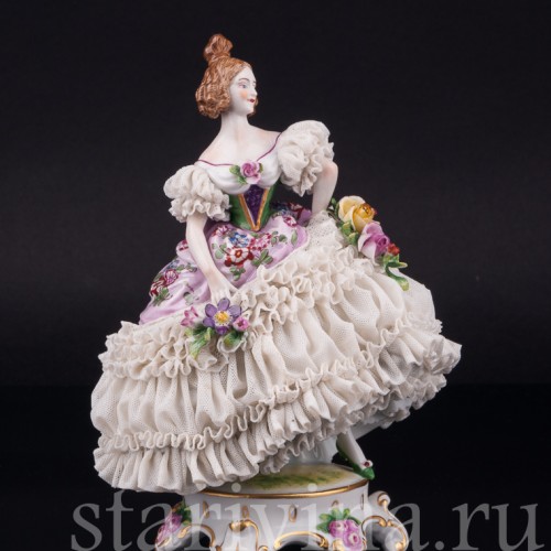 Девушка в бальном платье, кружевная, Muller & Co, Германия, нач. 20 в