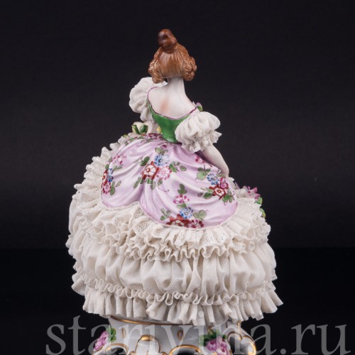 Девушка в бальном платье, кружевная, Muller & Co, Германия, нач. 20 в