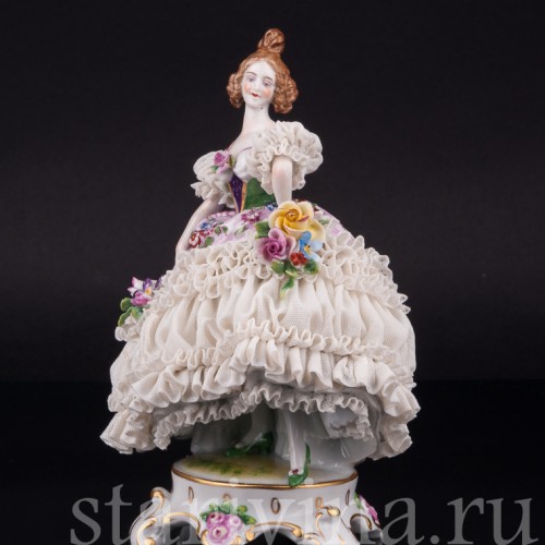 Девушка в бальном платье, кружевная, Muller & Co, Германия, нач. 20 в