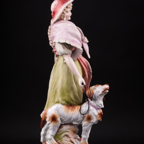 Фарфорвая статуэтка Девушка с собакой, Германия, 19 в.