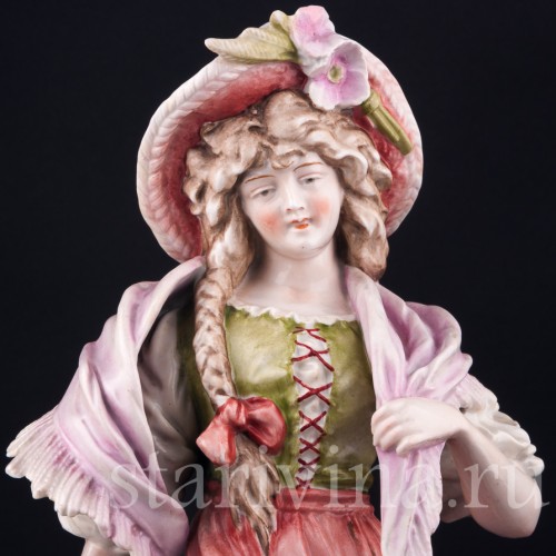 Фарфорвая статуэтка Девушка с собакой, Германия, 19 в.