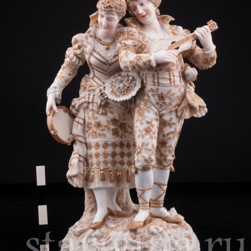 Пара с гитарой и бубном, Volkstedt, Германия, кон. 19 в