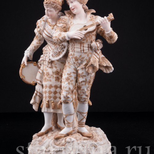 Пара с гитарой и бубном, Volkstedt, Германия, кон. 19 в