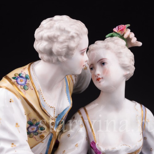 Пара с цветами и овечкой, Samson, Франция, кон. 19 - нач. 20 вв