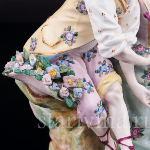 Пара с цветами и овечкой, Samson, Франция, кон. 19 - нач. 20 вв