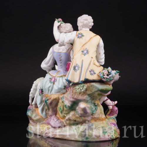 Пара с цветами и овечкой, Samson, Франция, кон. 19 - нач. 20 вв