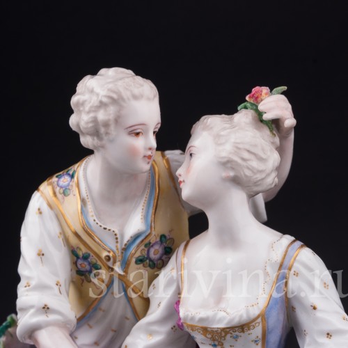 Пара с цветами и овечкой, Samson, Франция, кон. 19 - нач. 20 вв