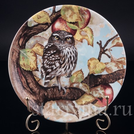 Три декоративные тарелки Мудрые совы, Coalport, Великобритания, 1990 г