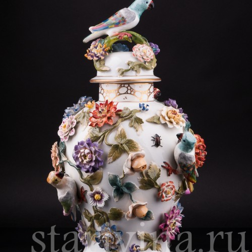 Ваза Попугаи и цветах, Германия, кон. 19 - нач. 20 вв