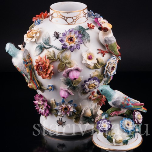 Ваза Попугаи и цветах, Германия, кон. 19 - нач. 20 вв