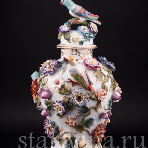 Ваза Попугаи и цветах, Германия, кон. 19 - нач. 20 вв