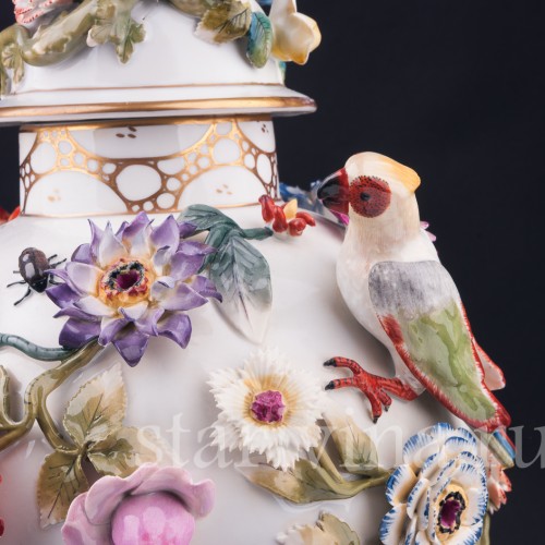 Ваза Попугаи и цветах, Германия, кон. 19 - нач. 20 вв