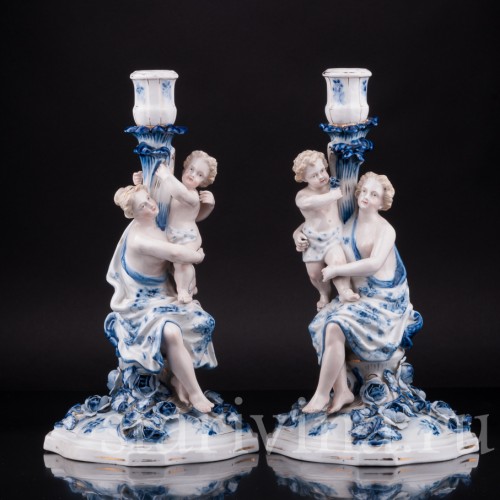 Фарфоровые Подсвечники, Sitzendorf, Германия, 19 в.