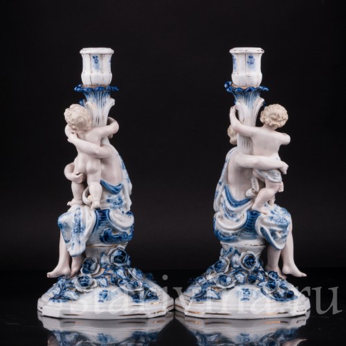 Фарфоровые Подсвечники, Sitzendorf, Германия, 19 в.