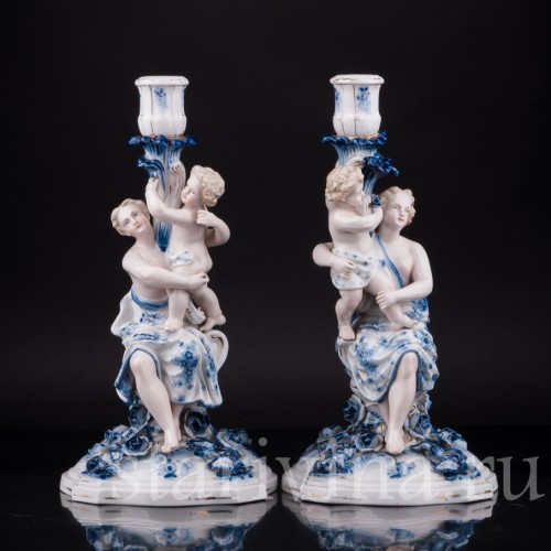 Фарфоровые Подсвечники, Sitzendorf, Германия, 19 в.