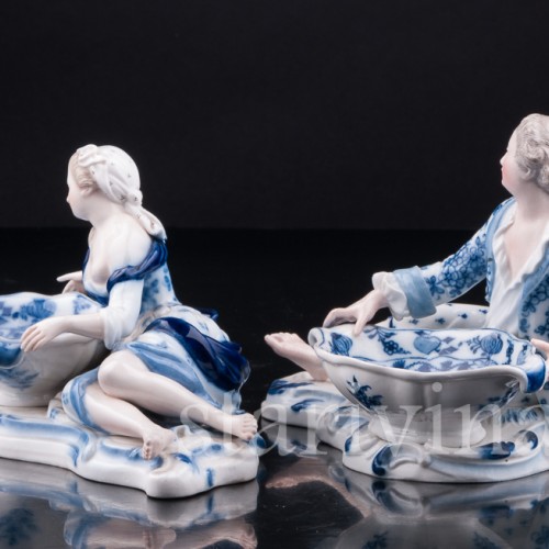 Пара с вазами, солонки, Meissen, Германия, 19 в