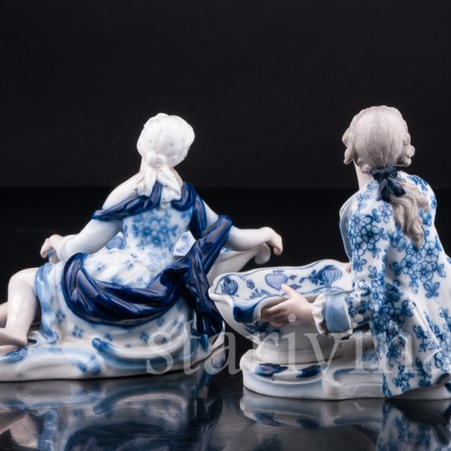 Пара с вазами, солонки, Meissen, Германия, 19 в