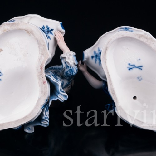 Пара с вазами, солонки, Meissen, Германия, 19 в