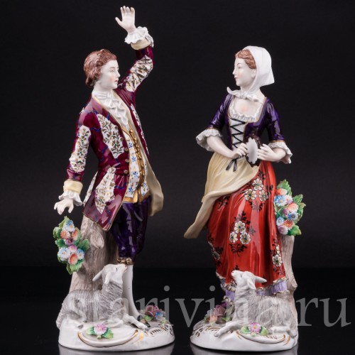 Фигурка из фарфора Танцующая пара с овечками, Sitzendorf, Германия, сер. 20 в.