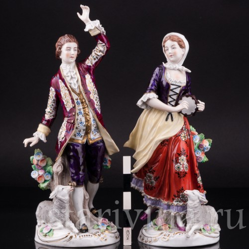 Фигурка из фарфора Танцующая пара с овечками, Sitzendorf, Германия, сер. 20 в.