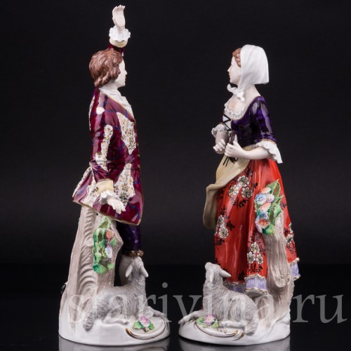 Фигурка из фарфора Танцующая пара с овечками, Sitzendorf, Германия, сер. 20 в.