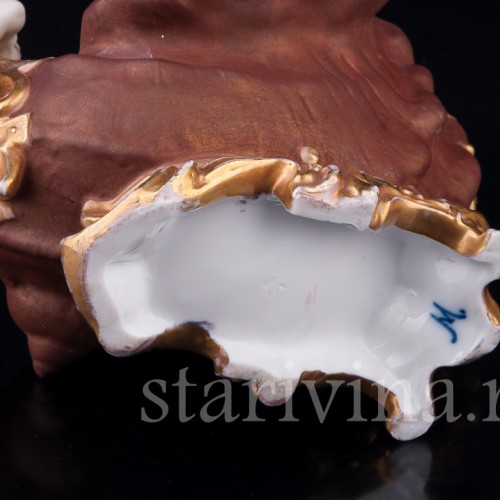 Фарфорвая композиция Ангелочки, декоративная ваза с головой коня, E. A. Muller, Германия, кон. 19 в.