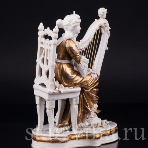 Фигурка из фарфора Девушка с арфой, Дрезден, Германия, 1920-30 гг.