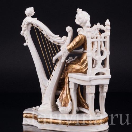 Фигурка из фарфора Девушка с арфой, Дрезден, Германия, 1920-30 гг.