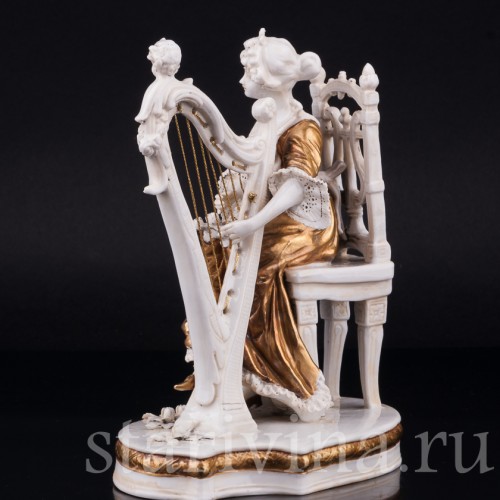 Фигурка из фарфора Девушка с арфой, Дрезден, Германия, 1920-30 гг.