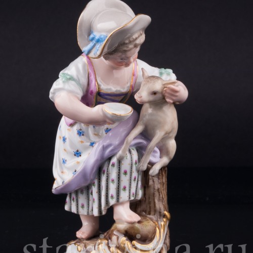 Девочка с ягненком, Meissen, Германия, 19 в