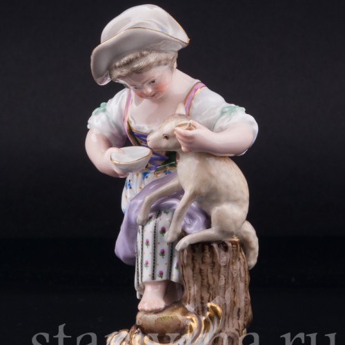 Девочка с ягненком, Meissen, Германия, 19 в