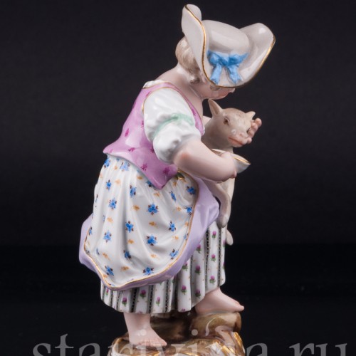 Девочка с ягненком, Meissen, Германия, 19 в