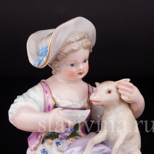 Девочка с ягненком, Meissen, Германия, 19 в
