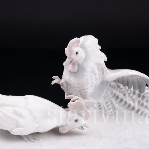 Фарфоровое блюдо Петушки, Metzler & Ortloff, Германия, пер. пол. 20 в