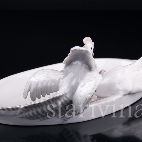 Фарфоровое блюдо Петушки, Metzler & Ortloff, Германия, пер. пол. 20 в