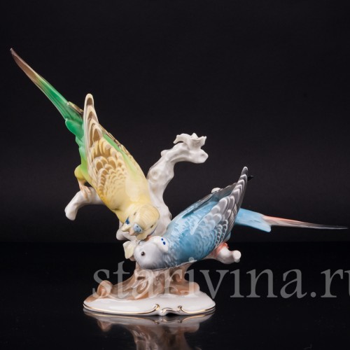 Два волнистых попугая, Hutschenreuther, Германия, 1950-60 гг