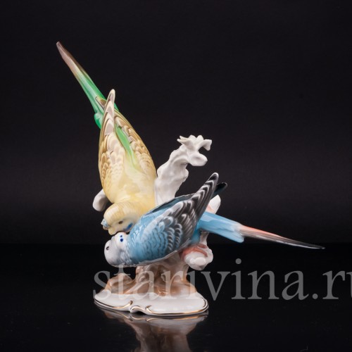 Два волнистых попугая, Hutschenreuther, Германия, 1950-60 гг