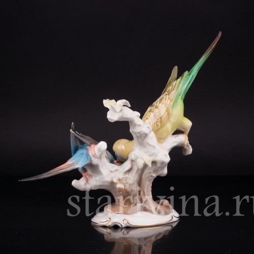 Два волнистых попугая, Hutschenreuther, Германия, 1950-60 гг