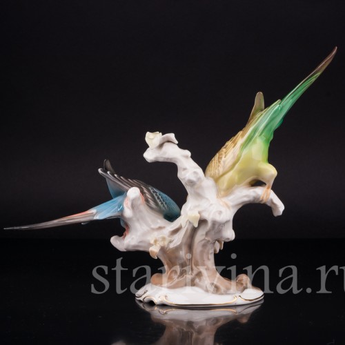 Два волнистых попугая, Hutschenreuther, Германия, 1950-60 гг