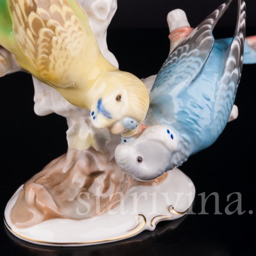 Два волнистых попугая, Hutschenreuther, Германия, 1950-60 гг