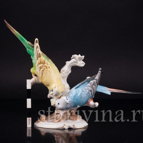 Два волнистых попугая, Hutschenreuther, Германия, 1950-60 гг