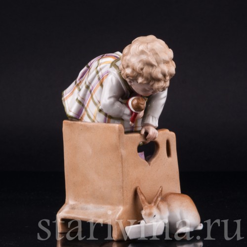 Девочка и кролик, Muller & Co, Германия, нач. 20 в