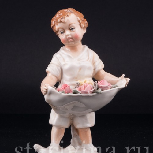 Малыш с корзиной цветов, Karl Ens, Германия, 1920-30 гг