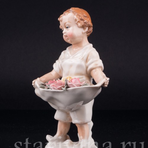 Малыш с корзиной цветов, Karl Ens, Германия, 1920-30 гг