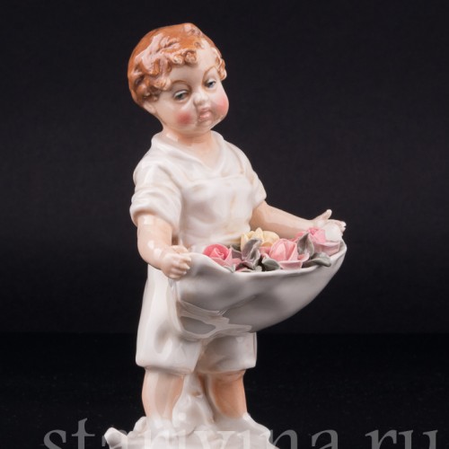 Малыш с корзиной цветов, Karl Ens, Германия, 1920-30 гг