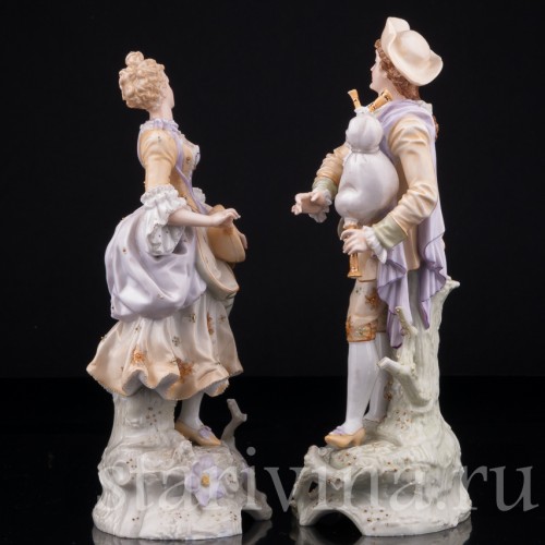 Пара с волынкой и колесной лирой, E. A. Muller, Германия, 19 в