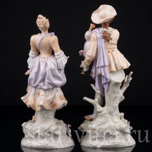 Пара с волынкой и колесной лирой, E. A. Muller, Германия, 19 в